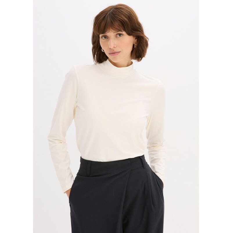 bonprix Tričko s dlhým rukávom, priliehavé, farba biela 65806134