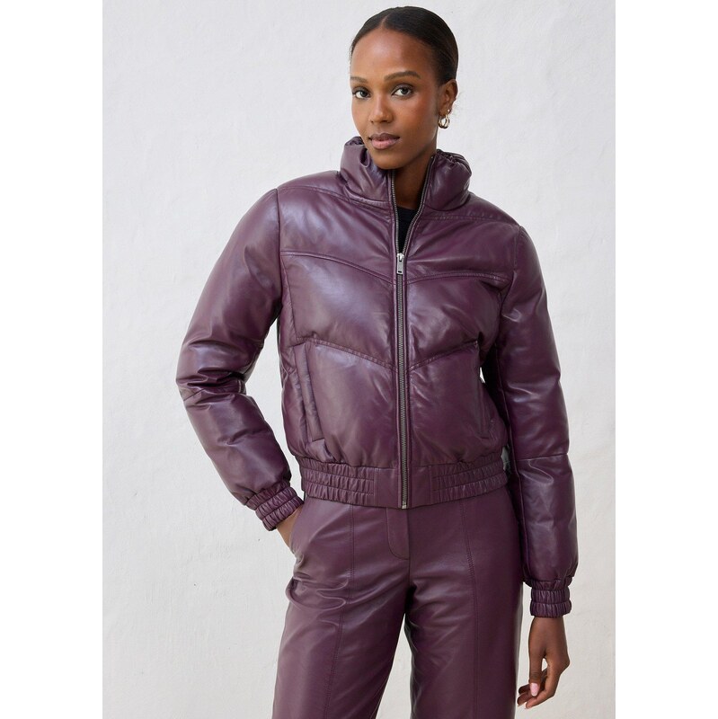 bonprix Prešívaná kožená bunda z jahňacej nappa kože, farba hnedá 65806270