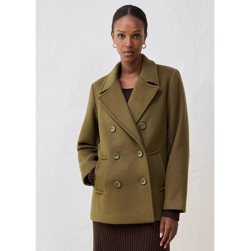 bonprix Kabát Caban z vlny, farba zelená 65806289