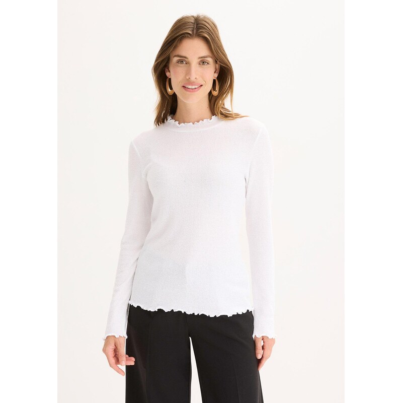 bonprix Vrúbkované tričko z viskózového mixu, farba biela 65806298