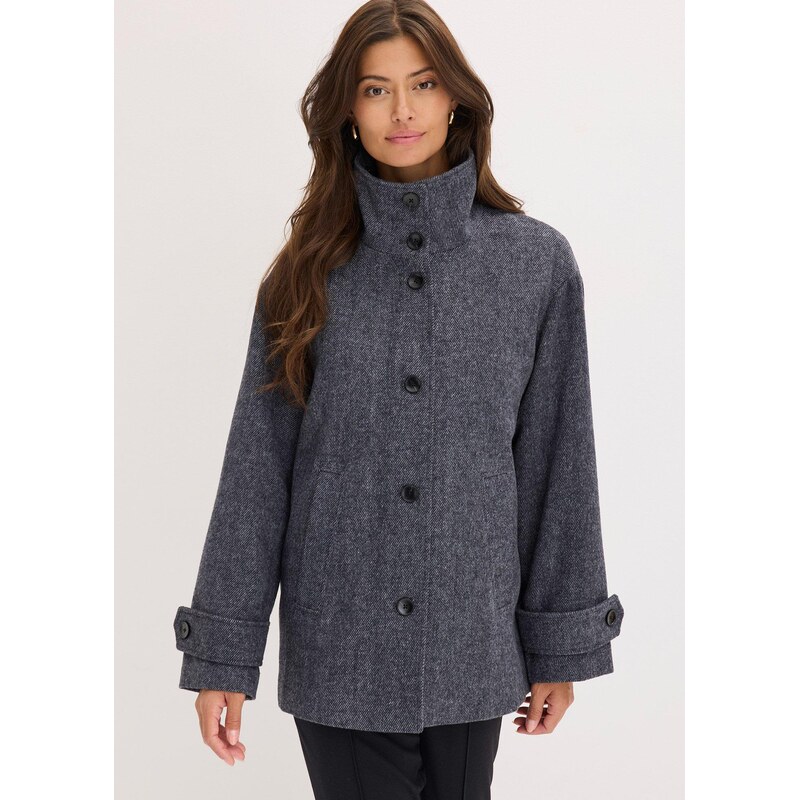 bonprix Plátená bunda vo vlnenom vzhľade, farba šedá 65973302