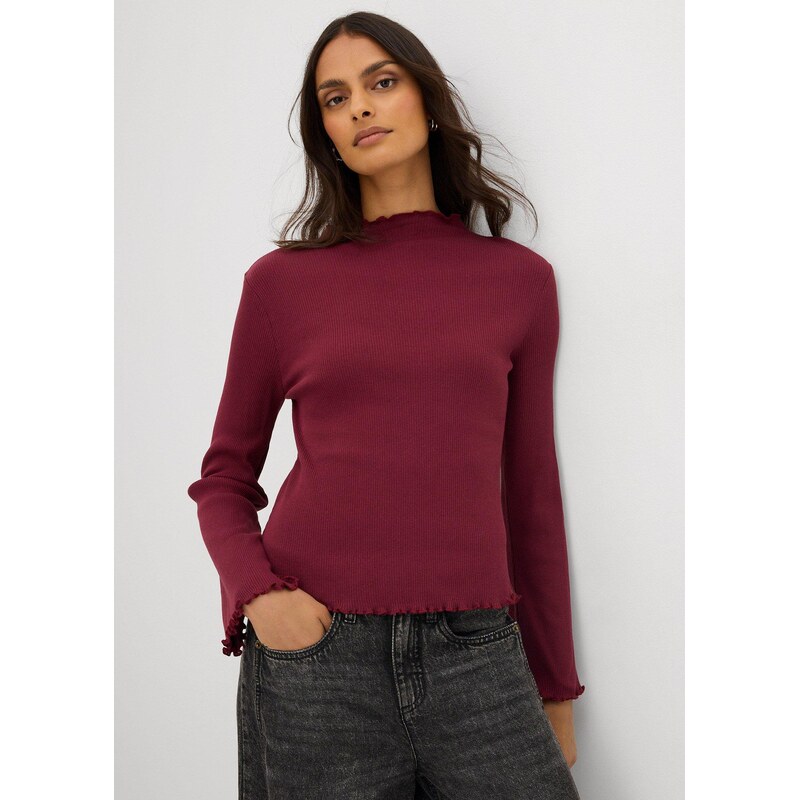 bonprix Vrúbkované tričko z čistej bavlny, farba červená 65806345