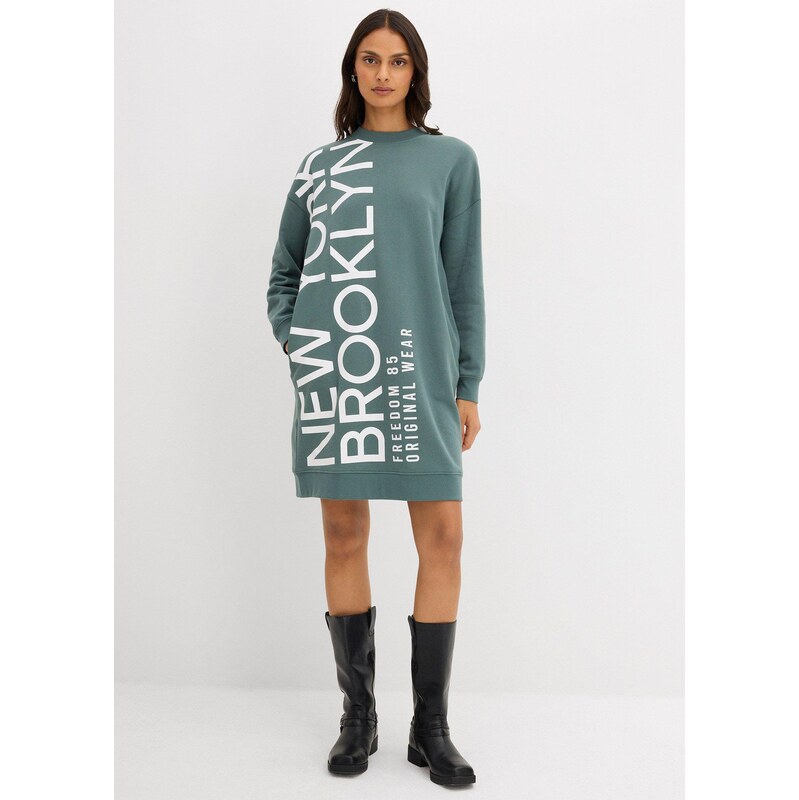 bonprix Mikinové šaty oversize z mäkkého mixu bavlny, farba zelená 65806348