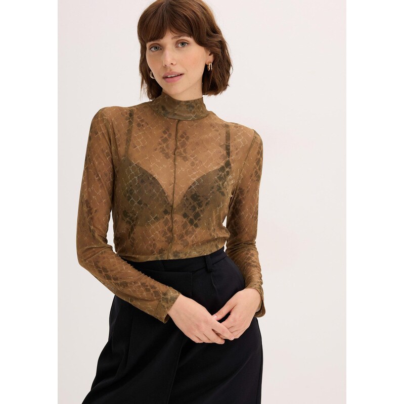 bonprix Tričko s dlhým rukávom, farba zelená 65806353