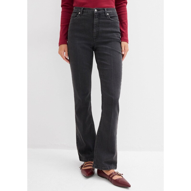bonprix Džínsy bootcut, vysoký pás, farba šedá 65806544