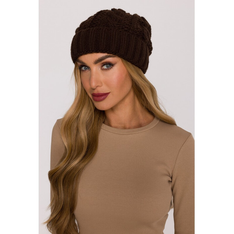 Moe M897 Pletená káblová čiapka - hnedá 67711462