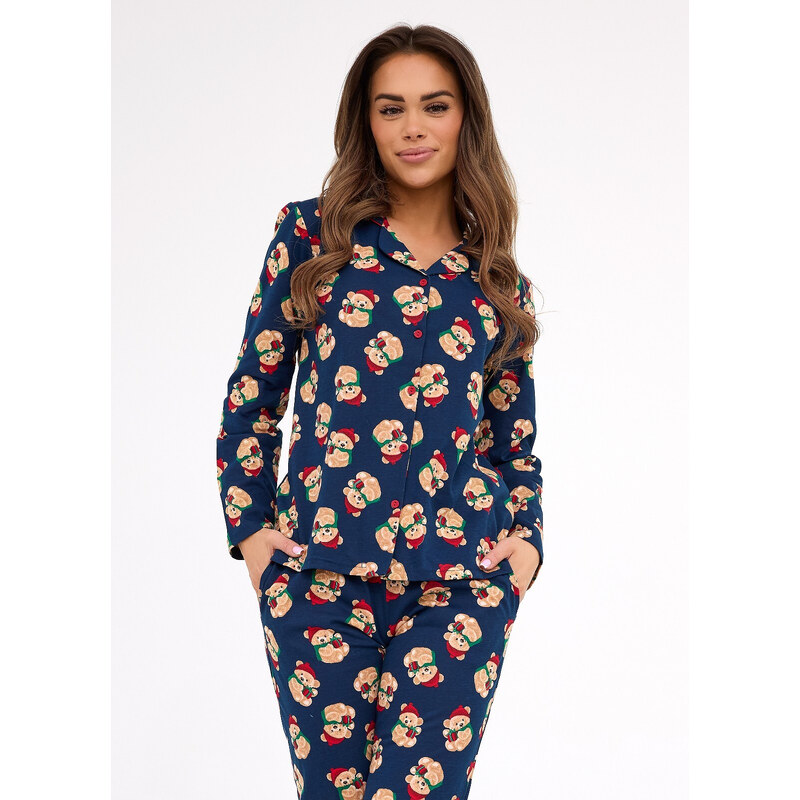 pyžamo model 21416873 Teddy 5 délka/r Vánoce S2XL dámské rozepínací - 69619206