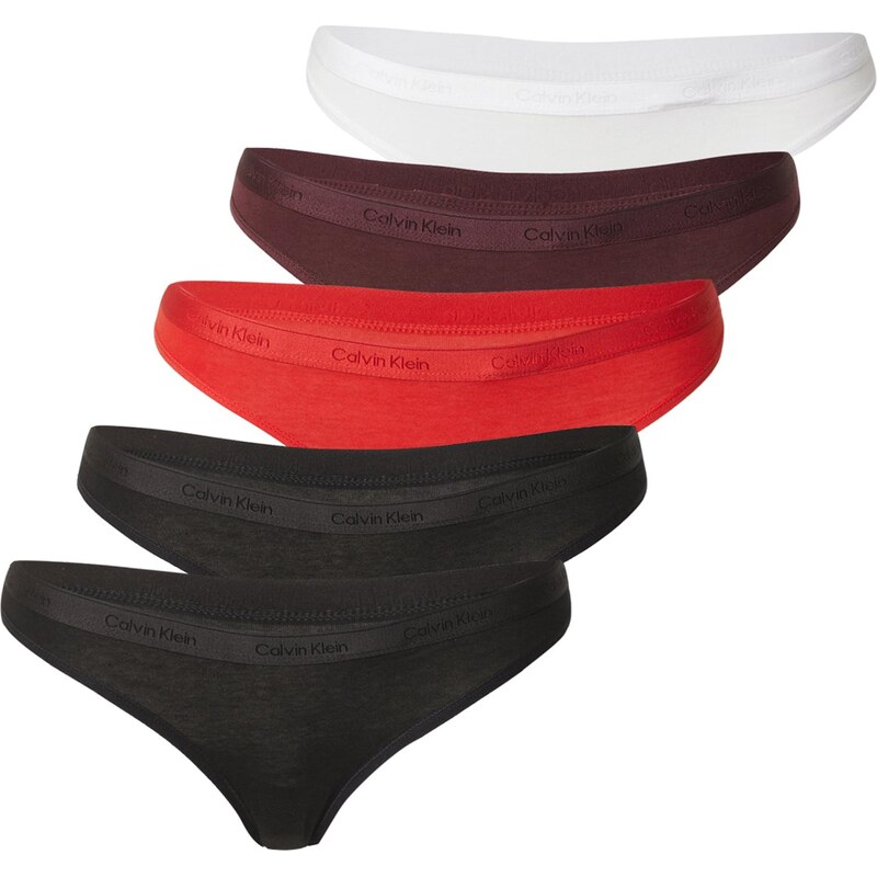 Calvin Klein Underwear Tangá tmavohnedá / červená / čierna / biela 65835590