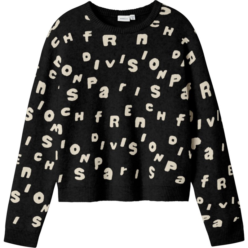 NAME IT Sveter NKFOLINE čierna / biela 65817086