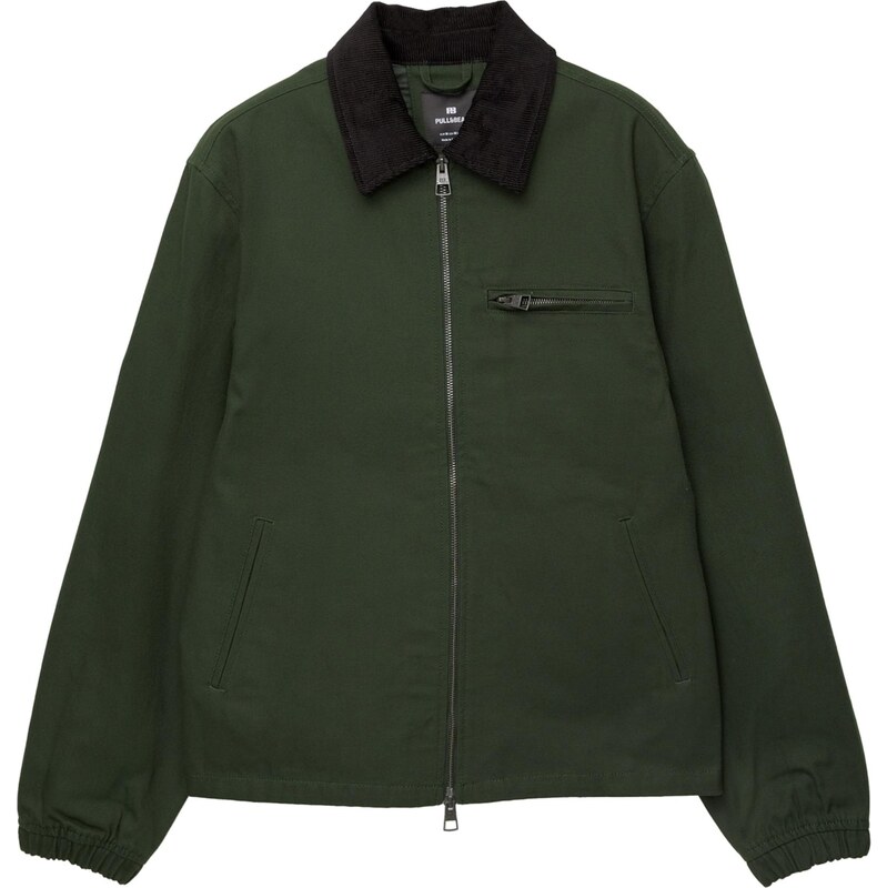 Pull&Bear Prechodná bunda tmavohnedá / tmavozelená 65889242