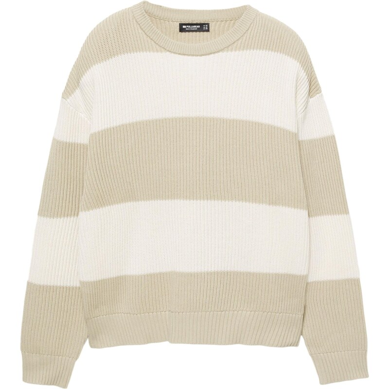 Pull&Bear Sveter farba ťavej srsti / biela 65896431