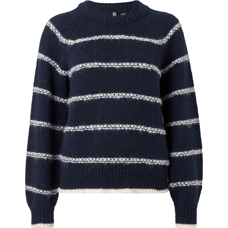 PIECES Sveter PCNELIA tmavomodrá / biela 65896578