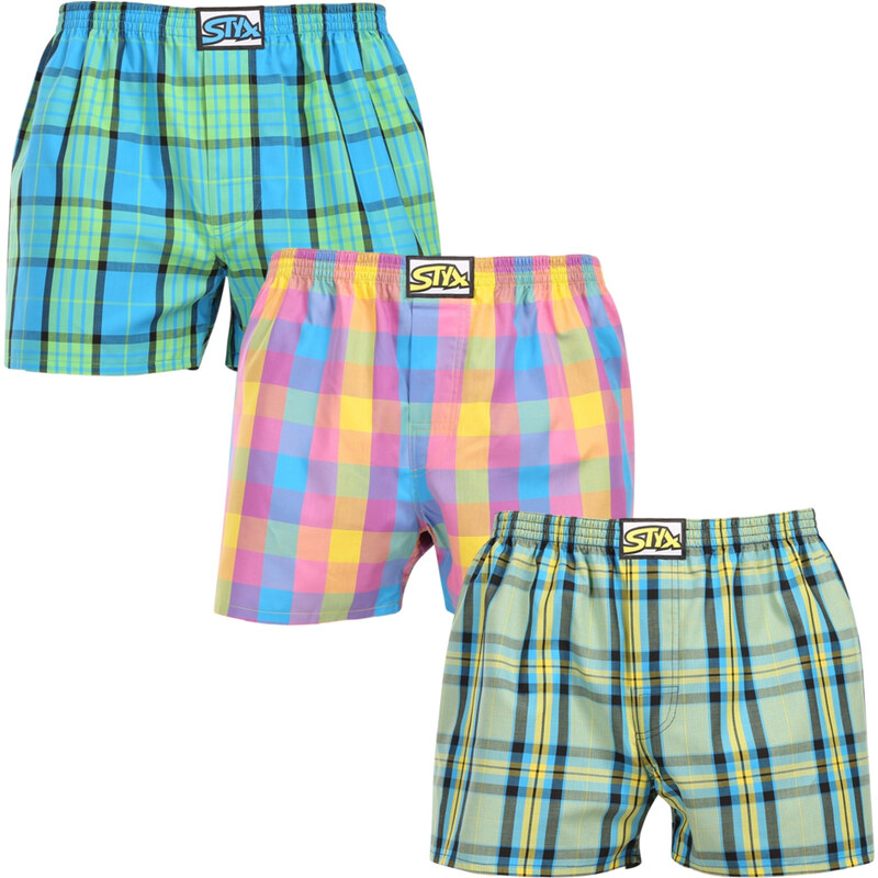 3PACK pánske trenky Styx klasická guma nadrozmer viacfarebné (3E110103 65826841