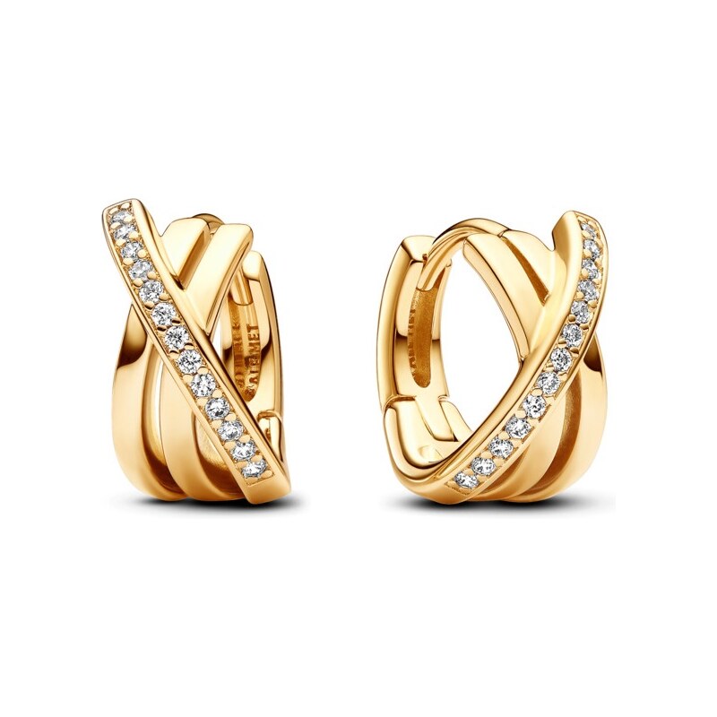 Pandora Pozlátené kruhové náušnice so zirkónmi Pavé 263150C01 66592707