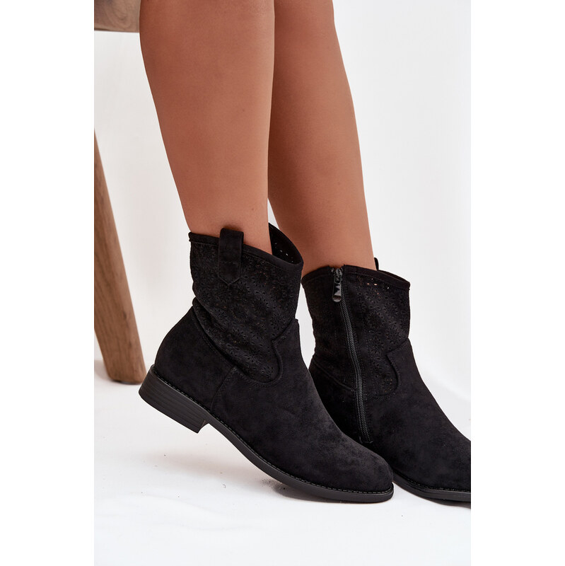 S. BARSKI Dámske členkové topánky na nízkom opätku s otvoreným vzorom 65927860