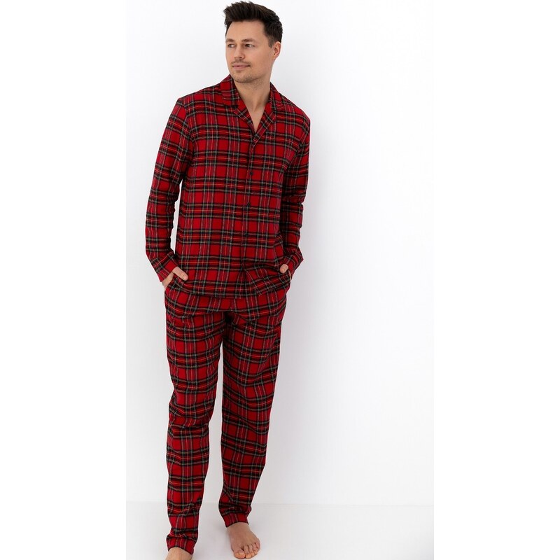 Sensis Flanelové pánske dlhé pyžamo s károvaným vzorom Philip dł/r M 65832130