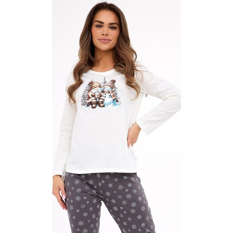 Cornette Smotanovo-sivé dámske plus size vianočné pyžamo 855/428 65832141