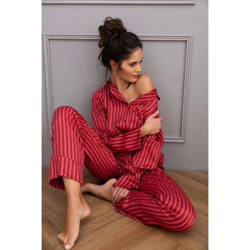 Sensis Luxusné dámske pyžamo na gombíky Rosemary, Farba červená 65828645