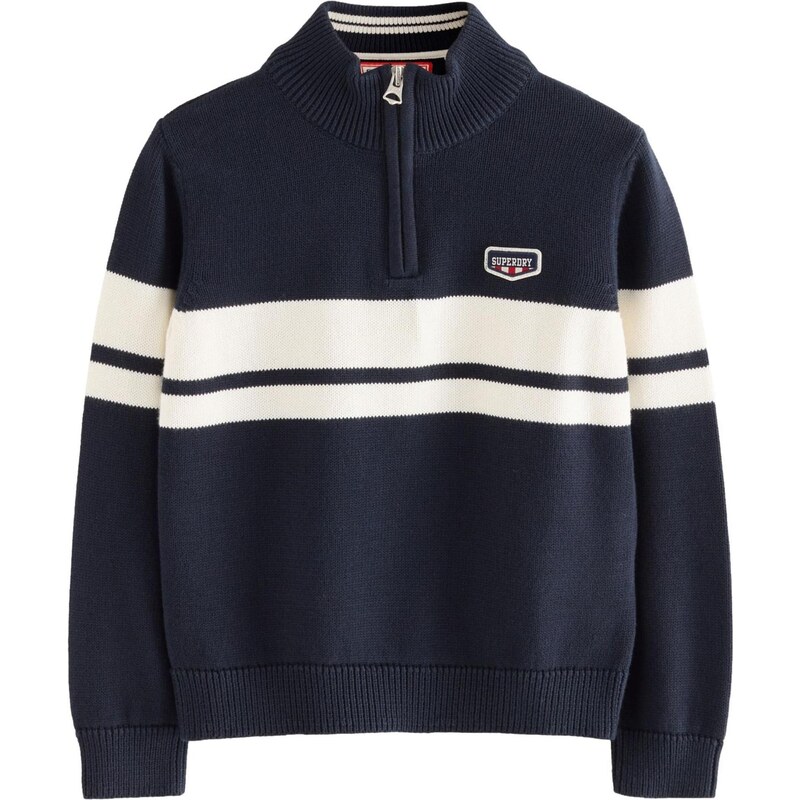 Superdry & Co Sveter námornícka modrá / biela 65893186
