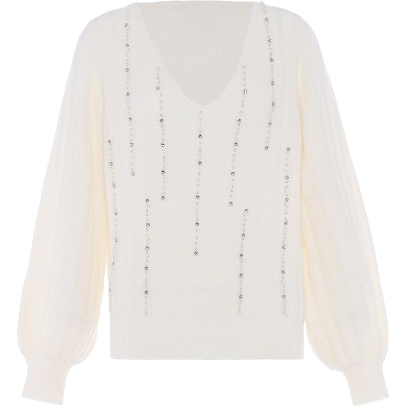 faina Sveter strieborná / perlovo biela / biela ako vlna 65870611