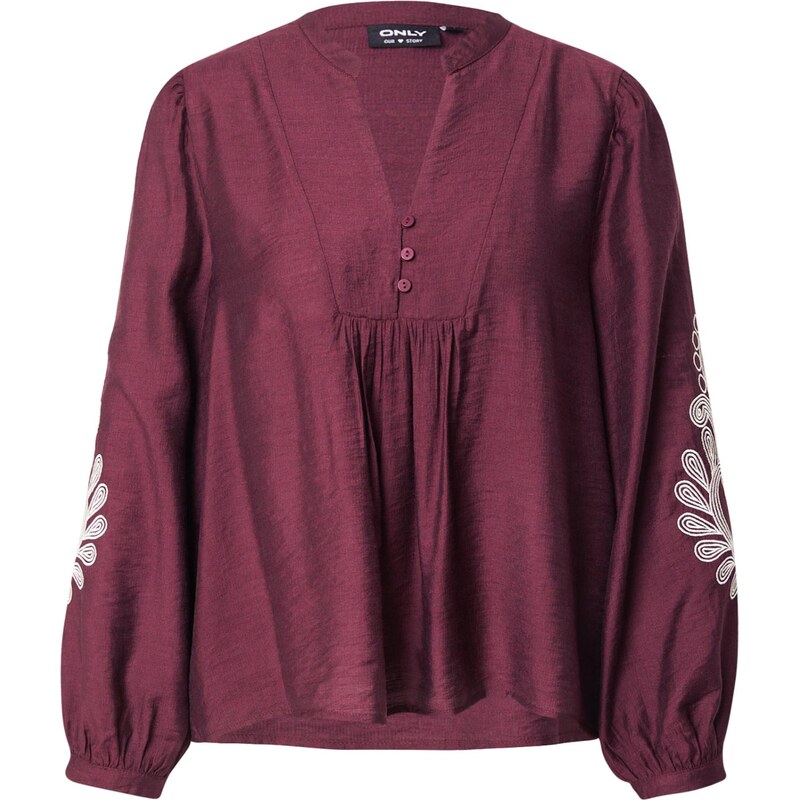 ONLY Blúzka ONLKana vínovo červená / biela 65895044