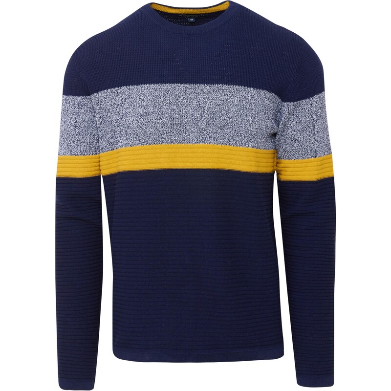 KOROSHI Sveter námornícka modrá / žltá / sivá melírovaná 65895820