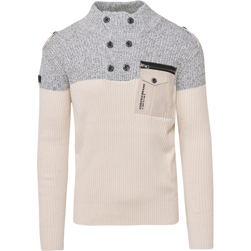 KOROSHI Sveter sivá melírovaná / biela ako vlna 65895822