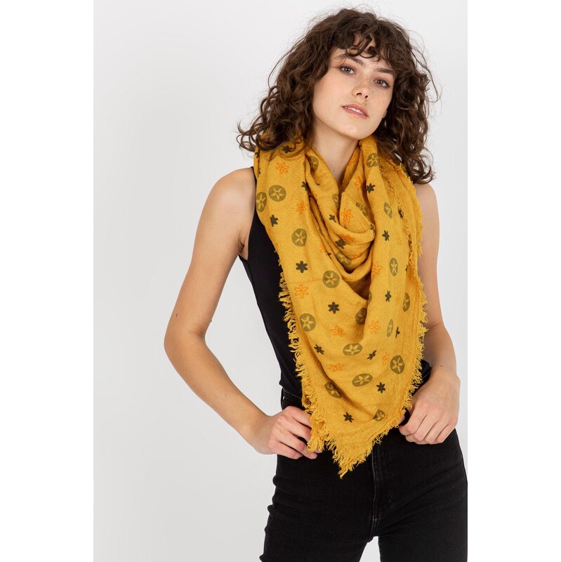 MladaModa Dámsky šál so vzormi model 505155 horčicový 65842683