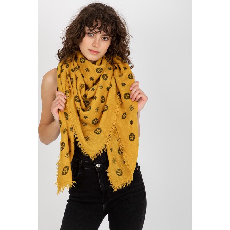 MladaModa Dámsky šál so vzormi model 503189 horčicový 65842690