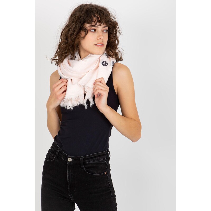 MladaModa Dámsky šál so vzormi model 502151 pudrovo ružový 65842695