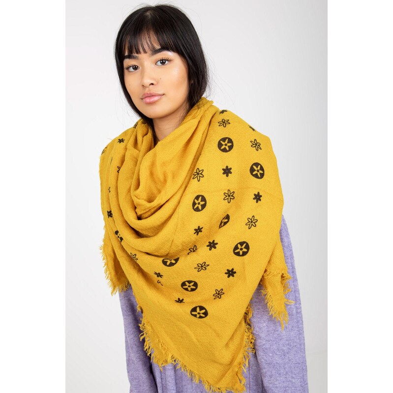 MladaModa Dámsky šál so vzormi model 502151 horčicový 65842702