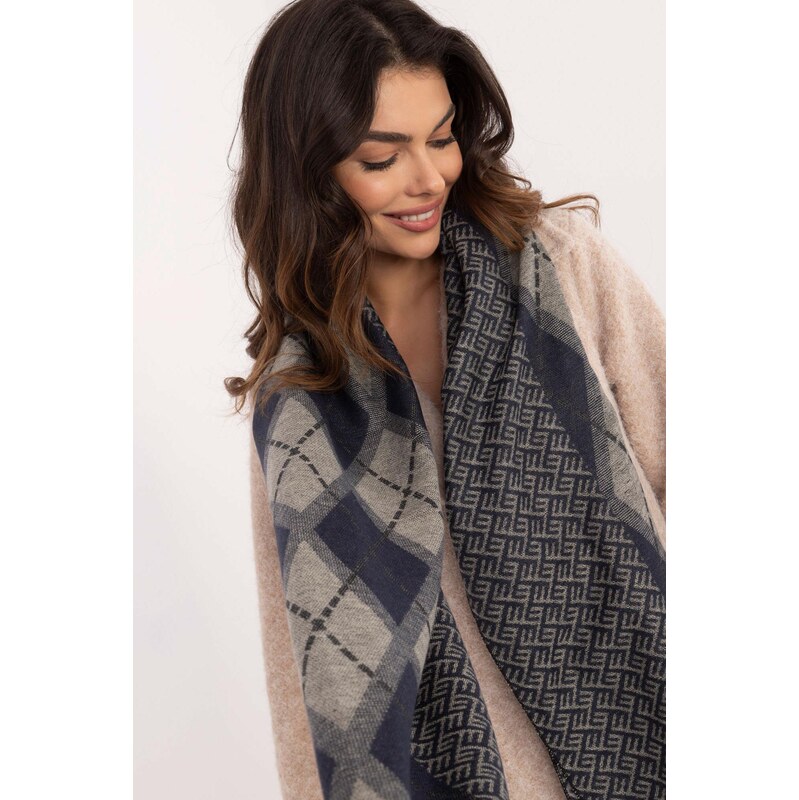 MladaModa Dámsky šál s diamantovým vzorom model 30182 farba džínsová 65842724