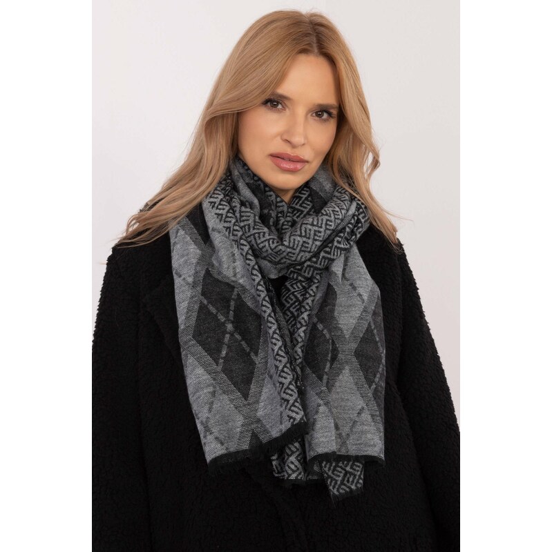 MladaModa Dámsky šál s diamantovým vzorom model 30182 šedý 65842729