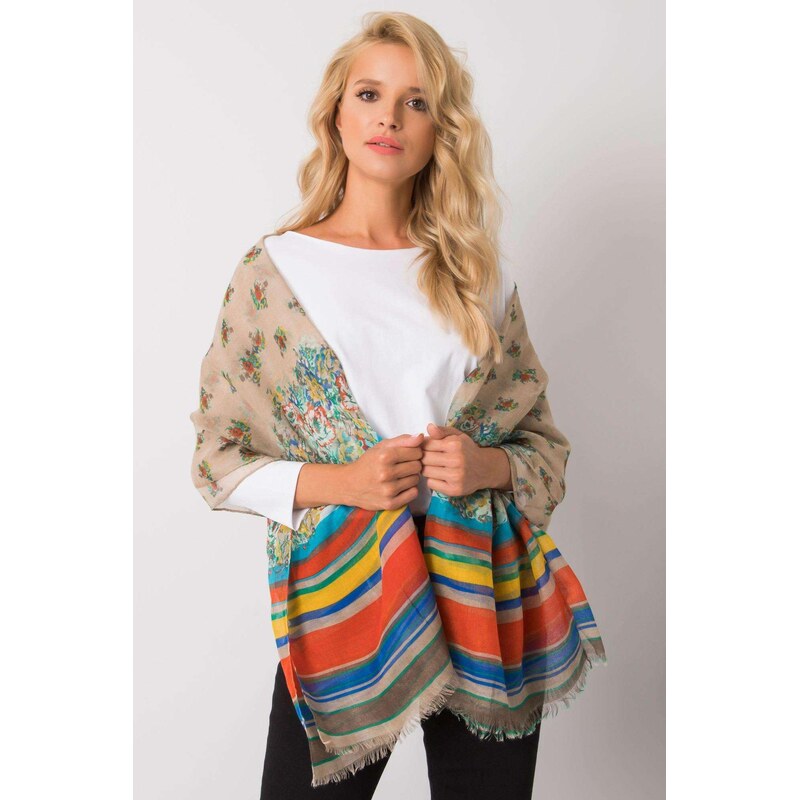 MladaModa Vzorovaná viskózová šatka model 08426 béžová 65842754