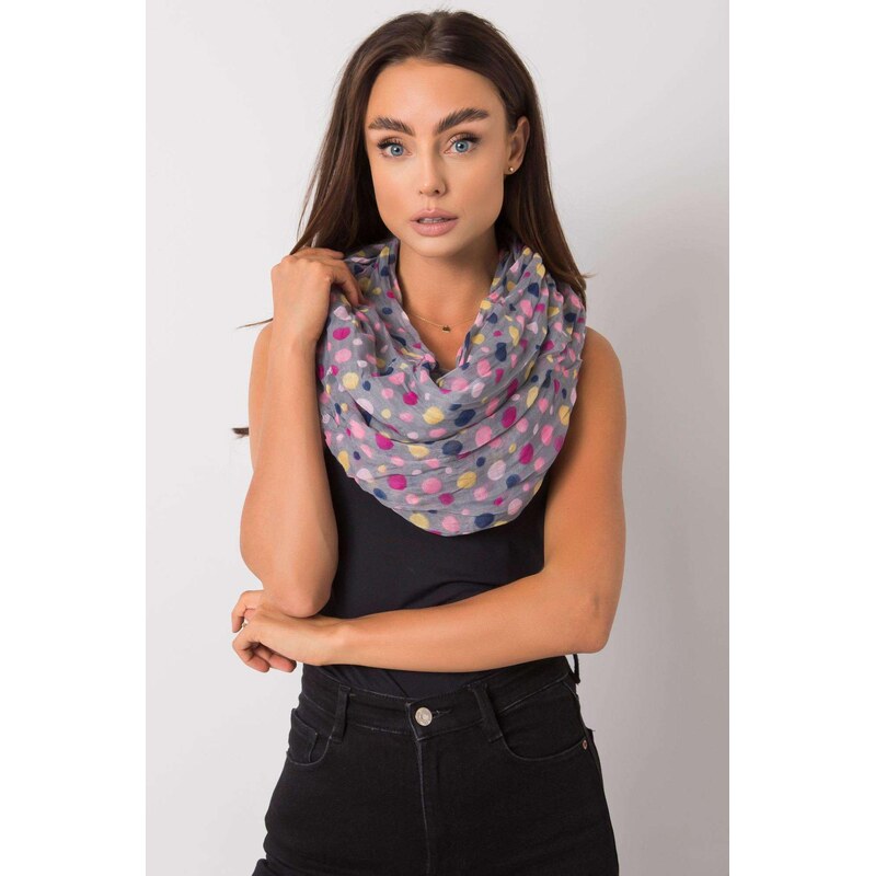 MladaModa Bodkovaná viskózová šatka model CH2114 šedá 65842773