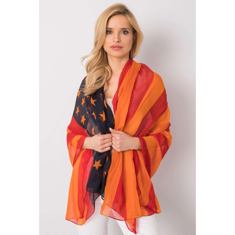 MladaModa Vzorovaná viskózová šatka model CH1843 oranžová 65842801