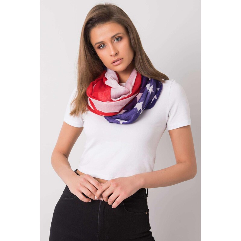 MladaModa Vzorovaná viskózová šatka model CH1843 červená+kráľovská 65842802