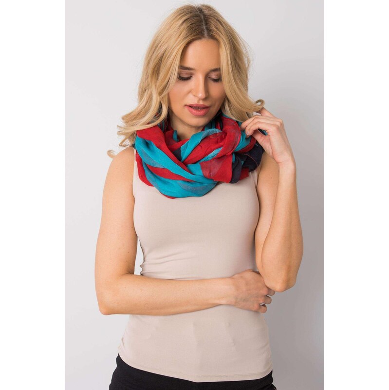 MladaModa Vzorovaná viskózová šatka model CH1843 červená+tyrkysová 65842799