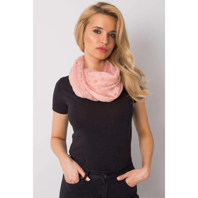 MladaModa Bodkovaná šatka s kamienkami model 72965 ružová 65842819