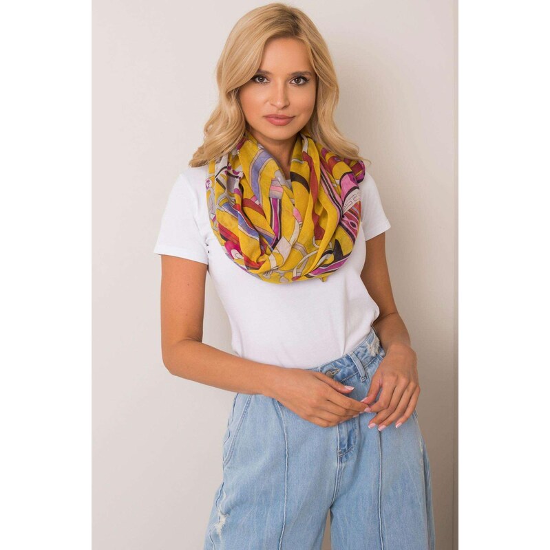MladaModa Vzorovaná viskózová šatka model 20980 horčicová 65842809