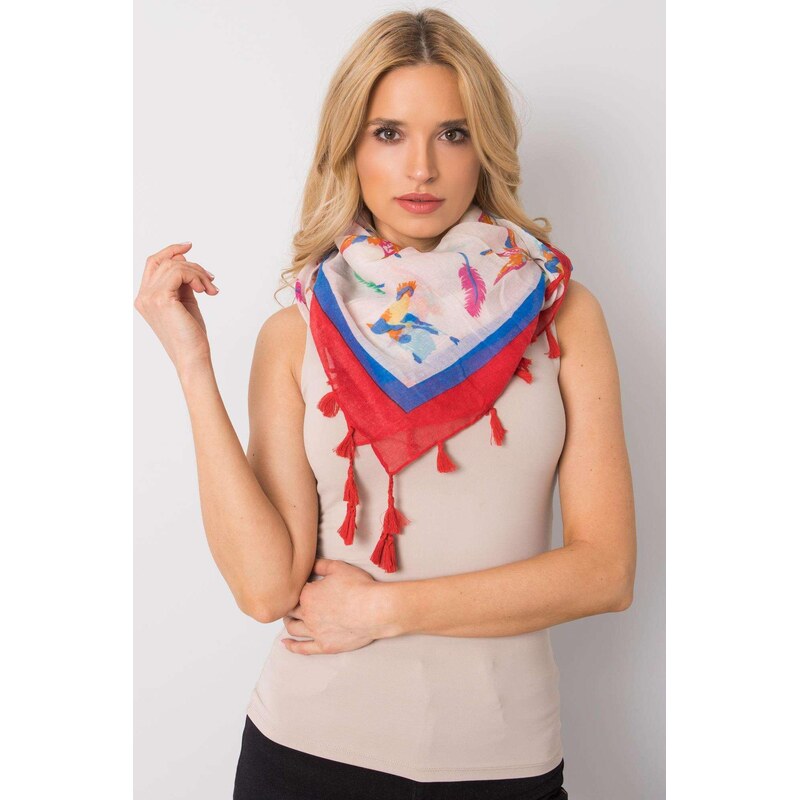 MladaModa Vzorovaná viskózová šatka so strapcami model CH812 béžová 65842845