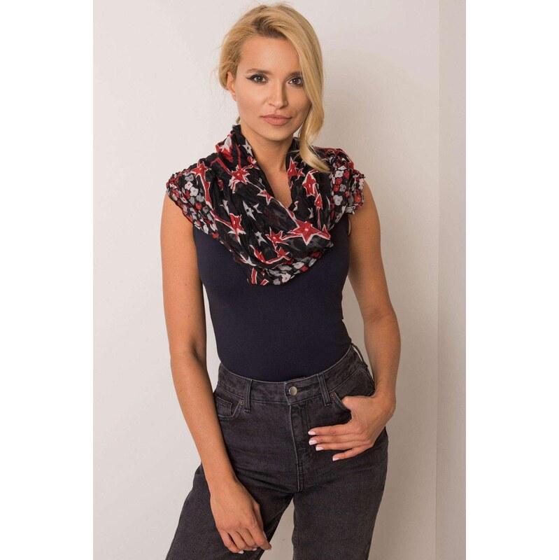 MladaModa Dámska šatka s kvetinovým vzorom model 16089 čierna+červená 65842847