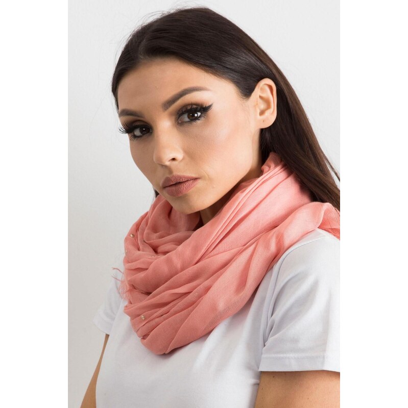 MladaModa Viskózová šatka s kamienkami model 403732 koralová 65842856