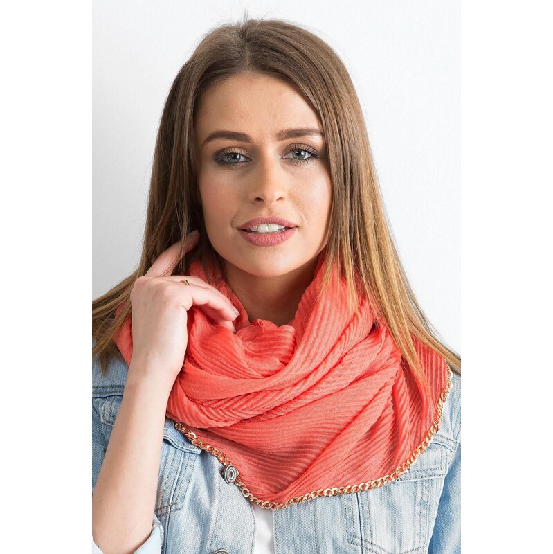 MladaModa Dámska šatka Ethereal s retiazkovou aplikáciou koralová 65842868
