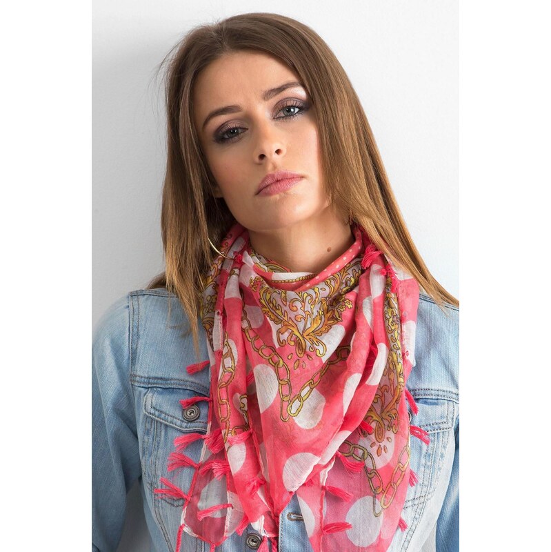 MladaModa Viskózová šatka so strapcami model CH7329 koralová 65842886