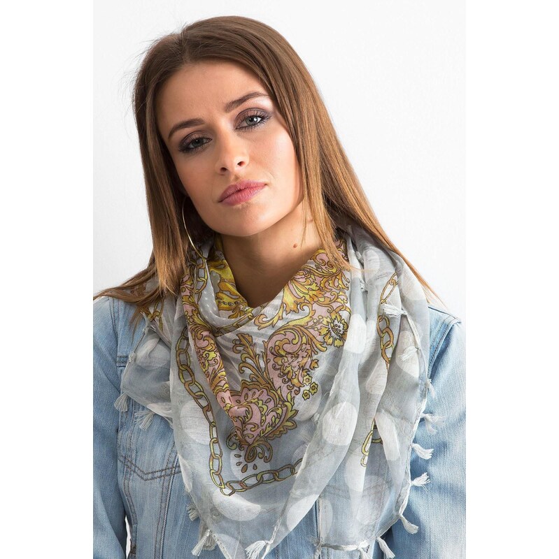 MladaModa Viskózová šatka so strapcami model CH7329 šedá 65842887