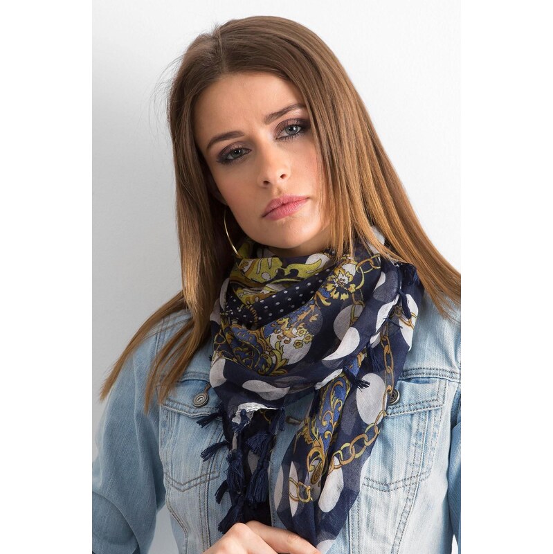 MladaModa Viskózová šatka so strapcami model CH7329 námornícka modrá 65842890