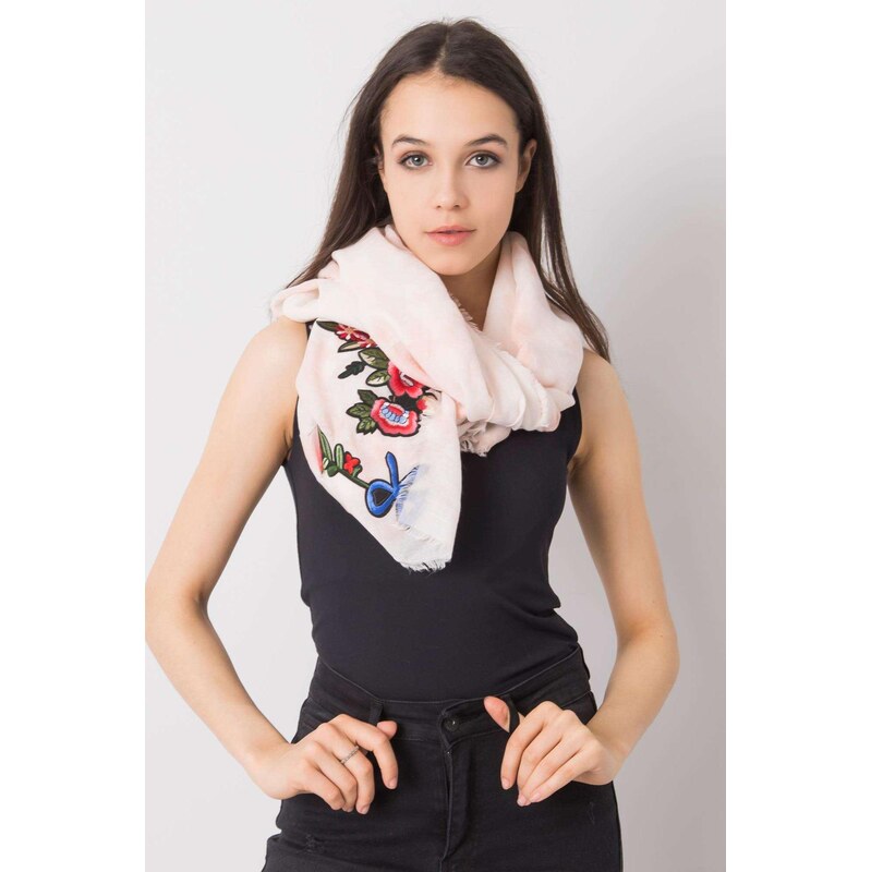 MladaModa Viskózová šatka s nášivkami model CH114 broskyňová 65842913