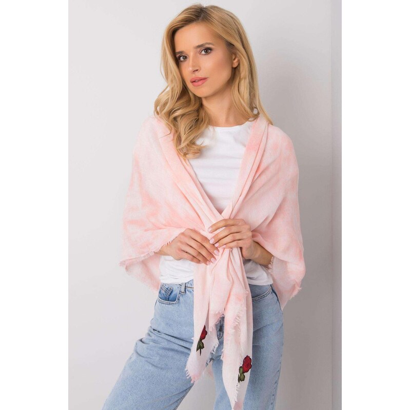 MladaModa Viskózová šatka s nášivkami model CH114 ružová 65842914