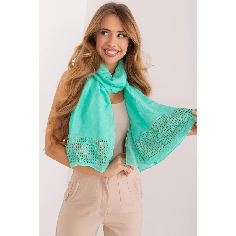 MladaModa Viskózová šatka s aplikáciou model 15847 mentolová 65842929